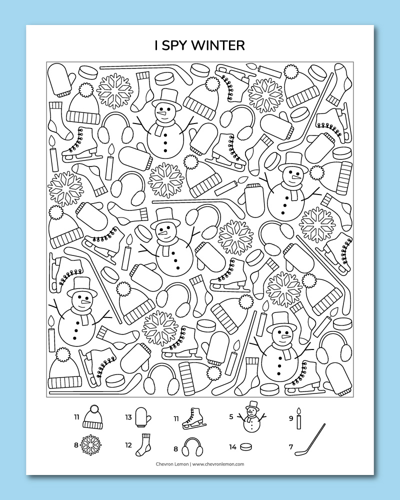 printable i spy winter - chevron lemon